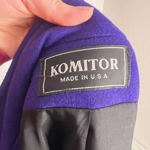 Vintage 1980s Komitor New Wave Purple Wool Jacket Goth Emo Alt Size L - Picture 6 of 7